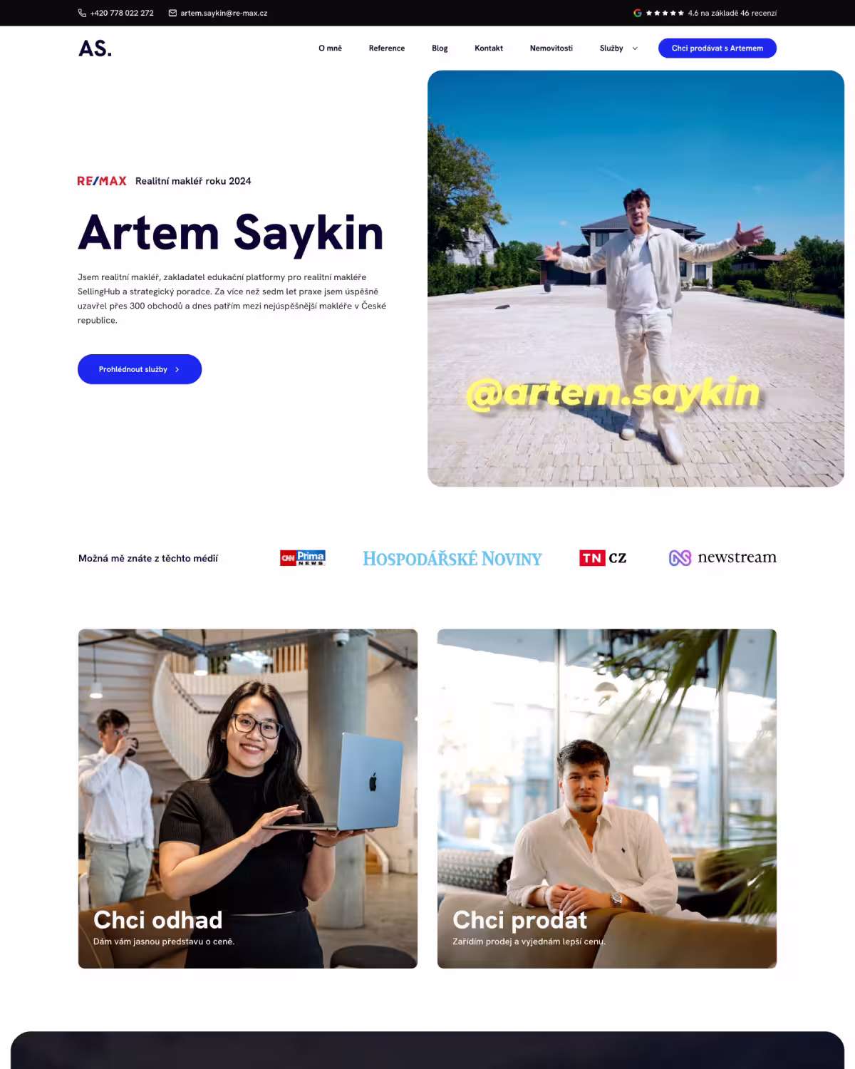 Nový web Artem Saykin – náhled 1