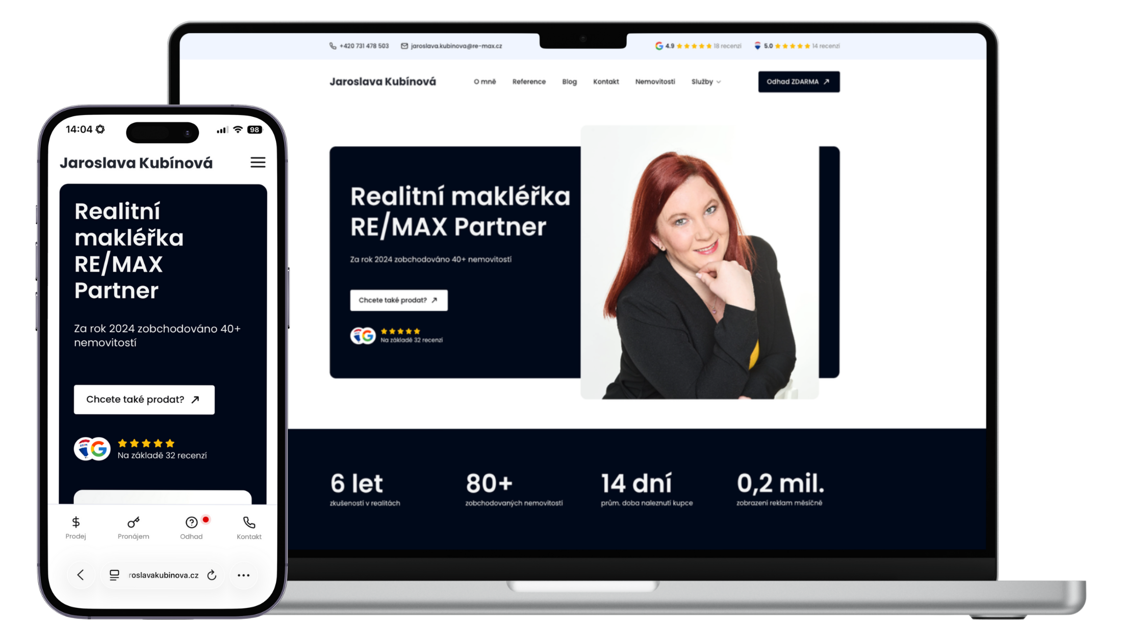 Nový web Jaroslava Kubínová – desktop náhled