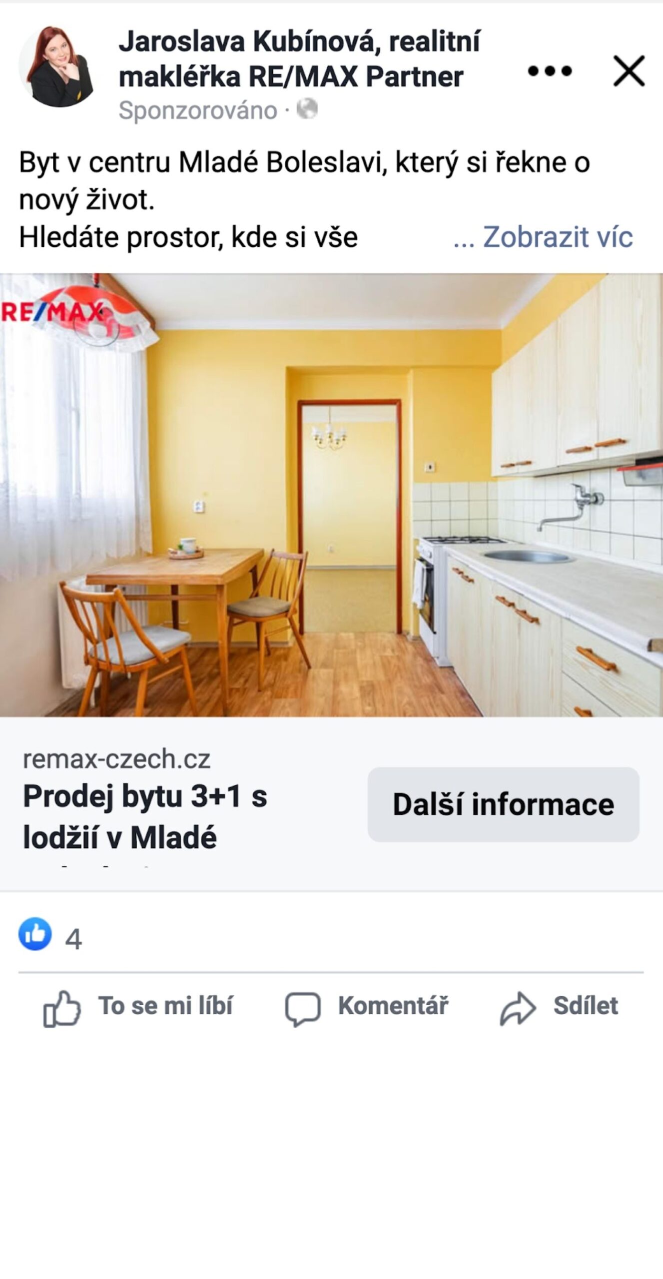 Původní Meta reklama – mobilní náhled